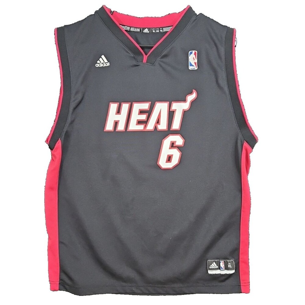 Lebron James Miami Heat #6 NBA Black & Red Youth XL Jersey Sleeveless Basketball